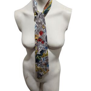 Vintage 1990 Nicole Miller Wimbledon, US Open Tennis Hand Sewn Silk Tie Racquet